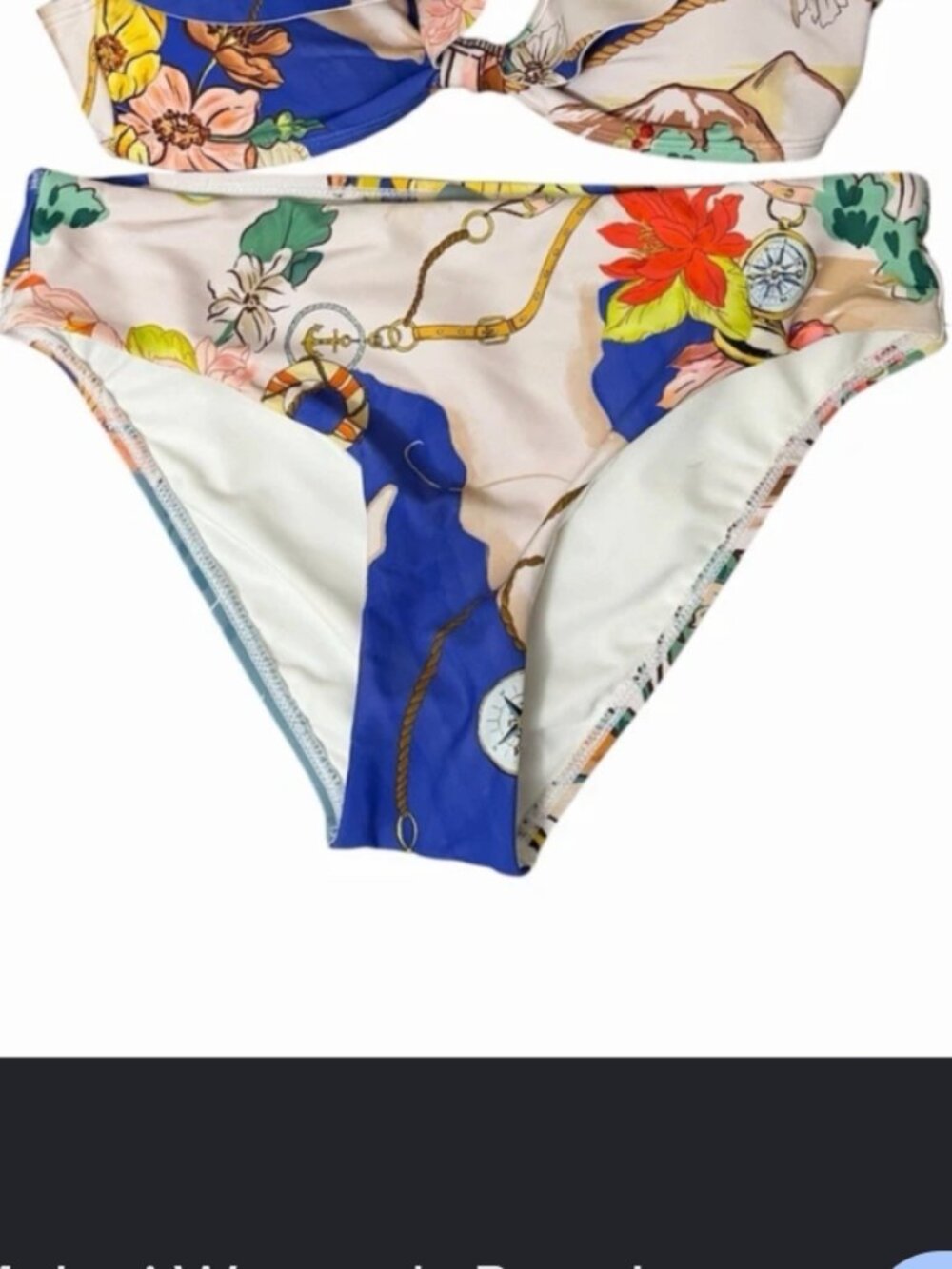 Antonio Melani Nautical Map-Print Retro Hipster Bikini Bottoms – Size S